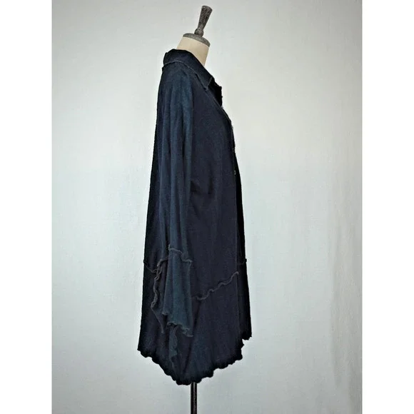 Giselle Shepatin Navy Blue Herringbone Knit Jacket Womens XL #5-0169 Art To Wear - Picture 4 of 10